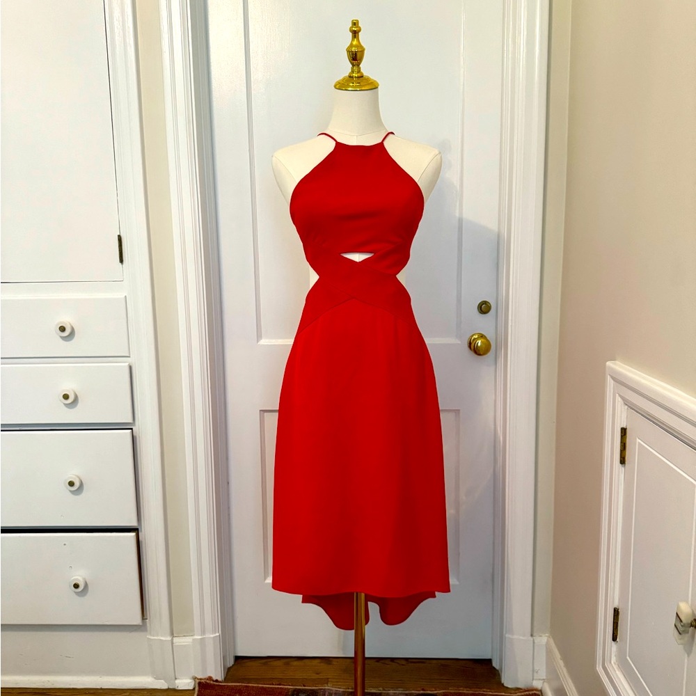 Red Ashley Halston Heritage Halter Dress